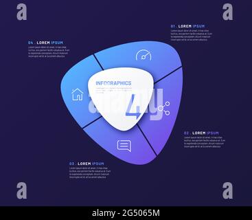 Vector circular infographic template in the form of abstract shape divided by four parts Stock Vector