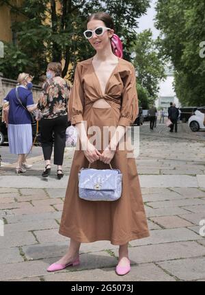 Milan Italy 20th June 2021 Fashion Blogger Street Style Outfits After Etro Fashion Show During Mfw