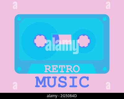 Retro music cassette icon. Audio cassette 80s style. Music cassette for tape recorder disco party. Vector illustration Stock Vector