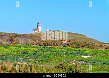 The old Belle Tout lighthouse on the top of the cliffs near Beachy Head,  Eastbourne East Sussex England UK Stock Photo