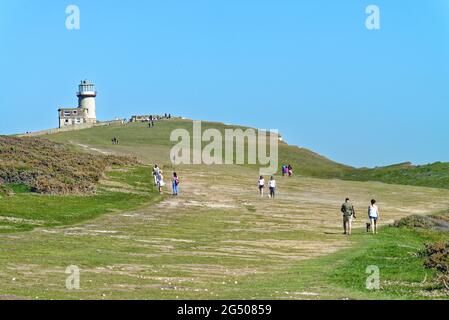The old Belle Tout lighthouse on the top of the cliffs near Beachy Head,  Eastbourne East Sussex England UK Stock Photo