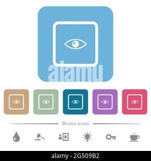 Preview object white flat icons on color rounded square backgrounds. 6 bonus icons included Stock Vector