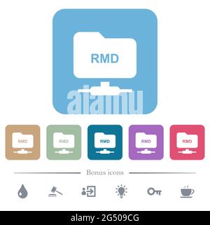 FTP remove directory white flat icons on color rounded square backgrounds. 6 bonus icons included Stock Vector