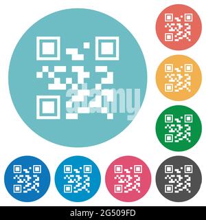 QR code flat white icons on round color backgrounds Stock Vector
