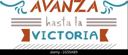 Advance to victory message in spanish language Stock Vector