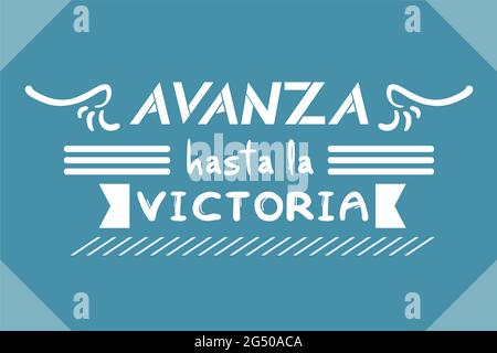 Advance to victory message in spanish language Stock Vector