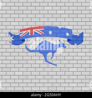 australian ribbon illustration in brick wall Stock Vector