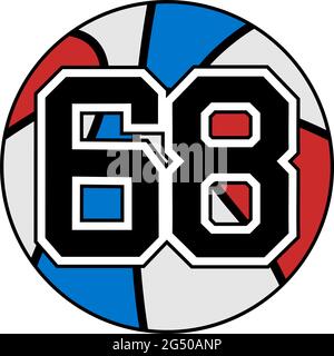 ball of basketball symbol with number 68 Stock Vector