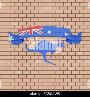 australian ribbon illustration in brick wall Stock Vector