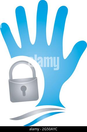 Lock and hand icon Stock Vector