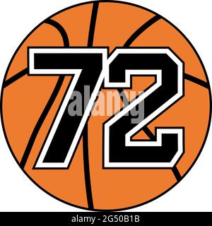 ball of basketball symbol with number 72 Stock Vector