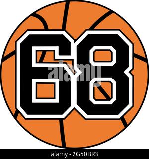 ball of basketball symbol with number 68 Stock Vector