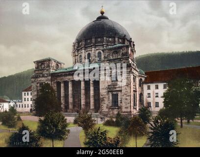 Vintage color photo of Black Forest. St. Blasien Church (St. Blasien Kirche). Germany. 1900s Stock Photo