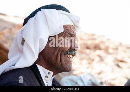 EGYPT, SINAI: Together with Bedouin Soliman Al Ashrab from the Mzaina tribe, 2 camels and 2 dogs did I walk for four days through the desert close to Stock Photo