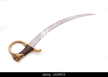Saber (sabre, cavalry sword) of French horse artillery soldier. Model 1829. Path on white background. Stock Photo