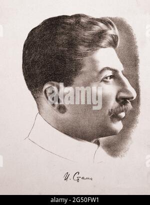 Portrait of Joseph Stalin.  Joseph Stalin (1878 – 1953)  a Georgian revolutionary and Soviet politician who led the Soviet Union from the mid–1920s un Stock Photo