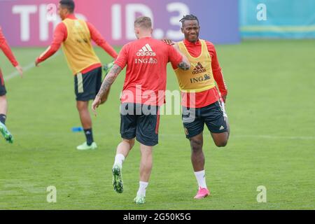 Belgium's Michy Batshuayi pictured during a training session of the Belgian national soccer team Red Devils, in Tubize, Thursday 24 June 2021. The tea Stock Photo