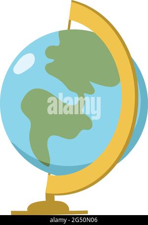 Globe Drawing in Cartoon Style. Planet Earth Map with countries and continents. Editable Vector Illustration on white background. Stock Vector