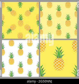 Pineapple Seamless Pattern Background collection set. Vector Illustration Stock Vector