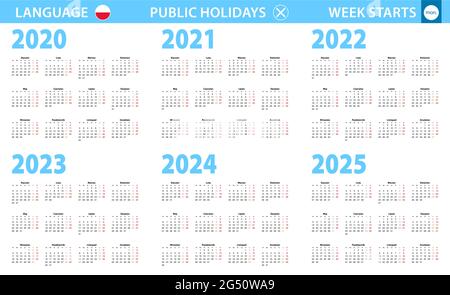 Calendar 2020 in Polish language with public holidays the country of