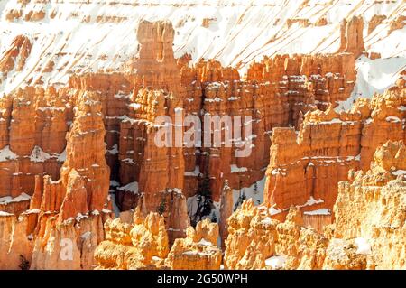 Winter scene,Bryce Canyon National Park  hoodoos and snow cover Stock Photo