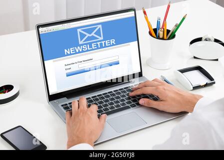 Business Newsletter Membership Subscribe. Internet Technology And Online Advertising Stock Photo