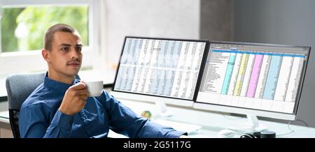 Spreadsheet Analyst Employee Or Professional Medical Coder Stock Photo
