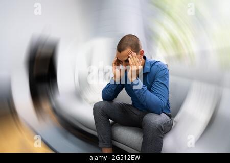 Vertigo Dizzynes. BPPV Head Brain Stroke And Canaliths Stock Photo