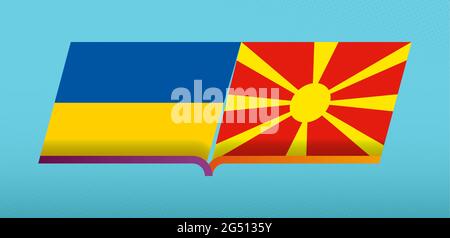 Football icon of Ukraine versus North Macedonia in Football Competition. Vector icon. Stock Vector