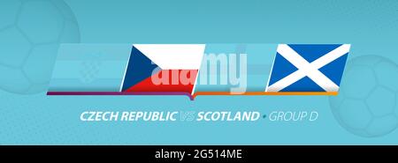 Scotland - Czech Republic football match illustration in group D. Vector flags. Stock Vector