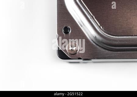 Close up part of hard disk's mechanism hardware Stock Photo