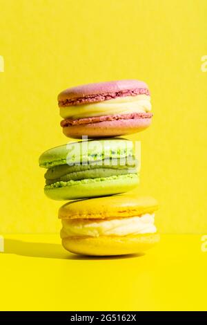 Sweet and colourful french macaroons or macaron dark shadow Stock Photo