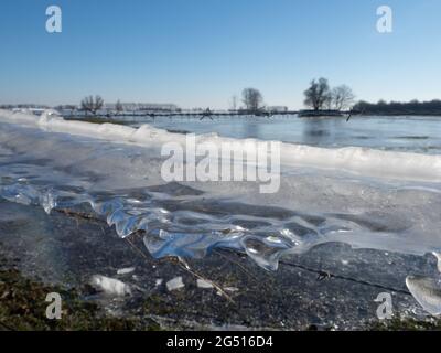 Winter landscape on the lower rhine , Germany Stock Photo