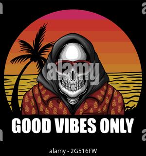 Skull beach vacation vector illustration Stock Vector