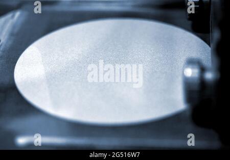 Metal powder in 3D metal printer close-up. Desktop Laser sintering machine Stock Photo