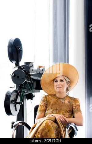 Amsterdam, Netherlands. 24th June, 2021. 24-06-2021 Amsterdam Queen Maxima visited, on the occasion of its 75th anniversary, the Eye Filmmuseum in Amsterdam. During the visit she received a presentation about the various activities of the museum: from education and programming to the new streaming platform Eye Film Player. Â(Photo by PPE/Sipa USA) Credit: Sipa US/Alamy Live News
