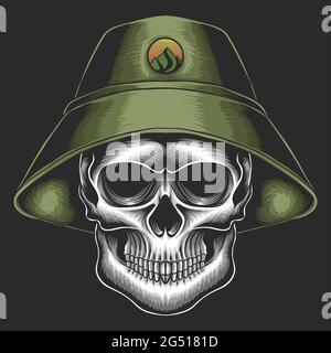 Skull bucket hat vector illustration Stock Vector