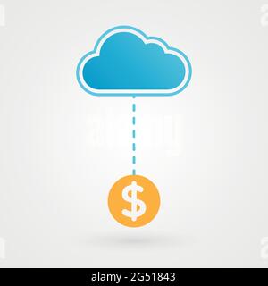 Cloud and desktop. Concept of online currency exchange. Vector illustration flat design Stock Vector