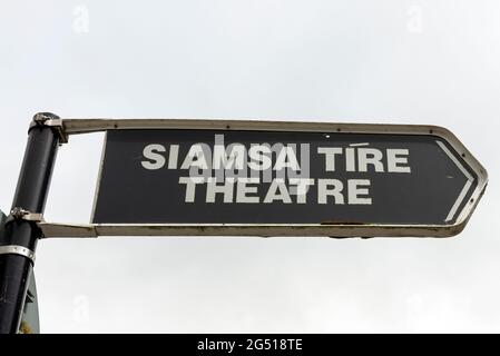 Sign for the Siamsa Tire National Folk Theatre in Tralee, County Kerry, Ireland Stock Photo