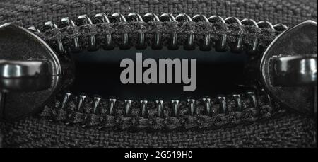 Creative textile background banner with bag zipper close-up, copy space Stock Photo