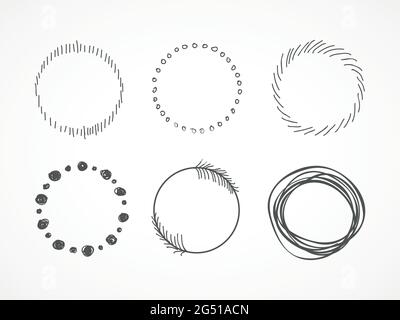 Hand drawn circles set. Doodles. Black line. Vector illustration, flat design Stock Vector