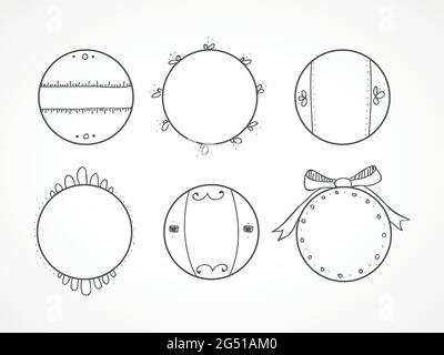 Hand drawn circles set. Doodles. Black line. Vector illustration, flat design Stock Vector