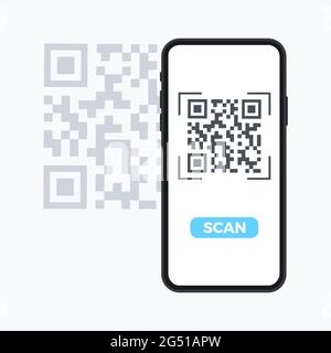 Scan QR code flat icon with phone. Barcode. Vector illustration. Stock Vector
