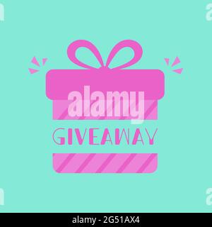 Giveaway poster template design for social media post or website banner. Gift box vector illustration with modern typography text style. Stock Vector