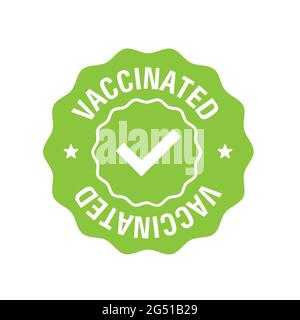 Covid-19 vaccinated guarantee icon signage. Vector illustration. Stock Vector