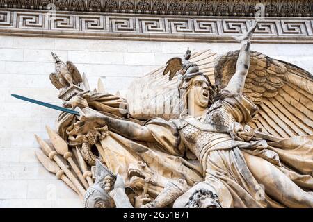 Sculpture 'La Marseillaise' on the Arc de Triomphe, in Paris, France Stock Photo