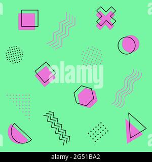 Abstract geometric memphis background. Fashion 80s-90s trends designs, Retro funky. Vector illustration. Stock Vector