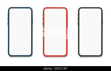 Smartphone mockup red black green colours for easy place demo on mobile screen. Vector illustration object for technology communication and Stock Vector