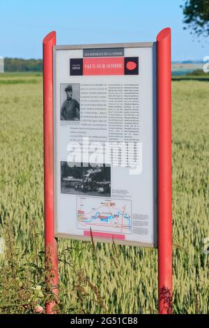 Crash site of the German (Prussian) World War I ace-of-aces captain Manfred von Richthofen (aka Red Baron) in Vaux-sur-Somme (Somme), France Stock Photo