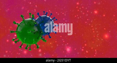 3D rendered illustration of Delta Plus Variant Coronavirus with large copy space Stock Photo